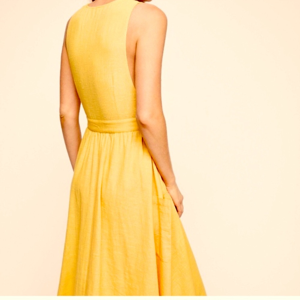 NWOT Free People Mustard Wrap Dress excellent cond, adorable all seasons! sz Md - Picture 3 of 14